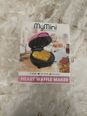 Mini Heart Waffle Maker - Pink and Black